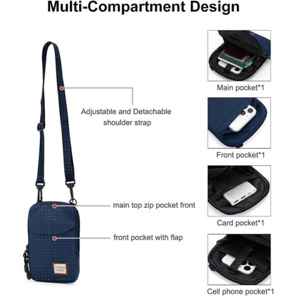 Small Crossbody Bag for Men, Mini Messenger Bag Shoulder Bag for Phone Passport - Picture 4 of 7